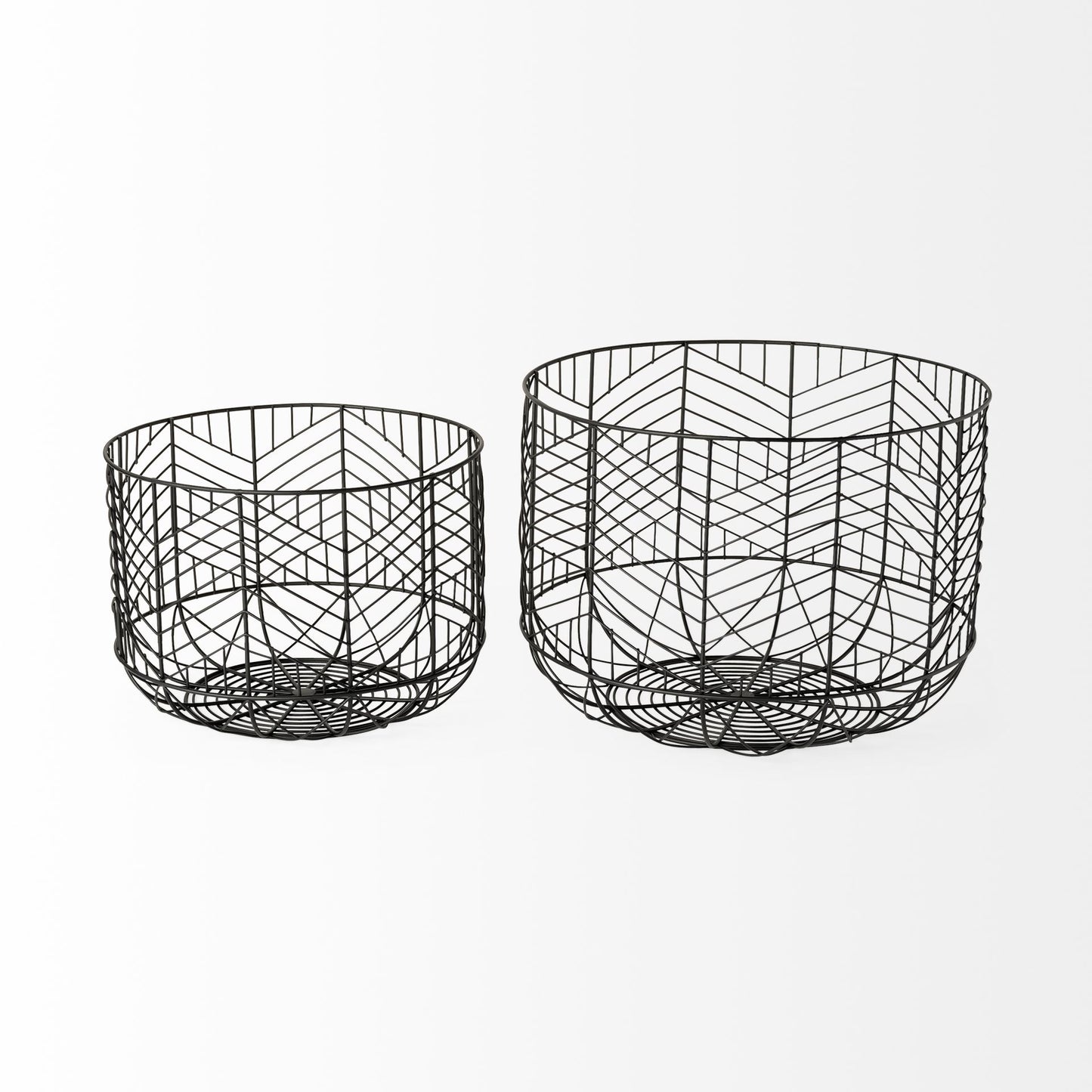 Idris Set of 2 Black Metal Geometric Mesh Bowls