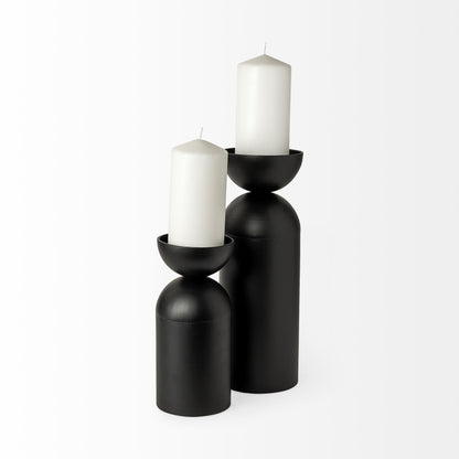 Alex Small Black Metal Cylindrical Table Candle Holder
