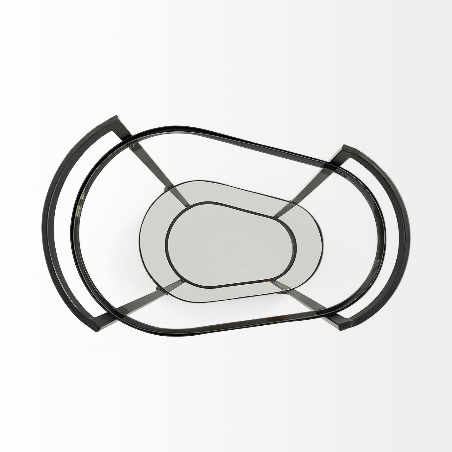 Eleonore Black Metal Frame Two-Tier w/Glass Shelves Bar Cart