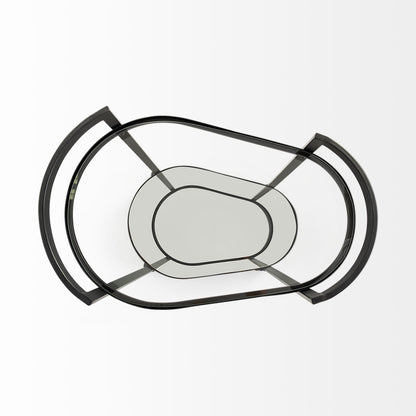 Eleonore Black Metal Frame Two-Tier w/Glass Shelves Bar Cart