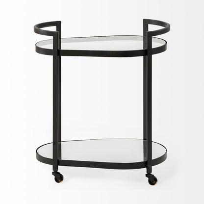 Eleonore Black Metal Frame Two-Tier w/Glass Shelves Bar Cart