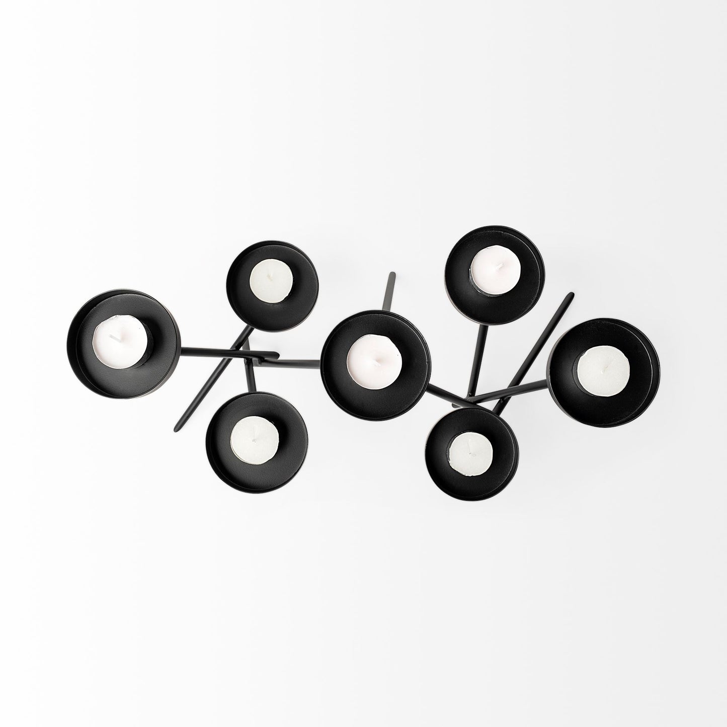 Meira Black Metal Seven Votive Table Candle Holder