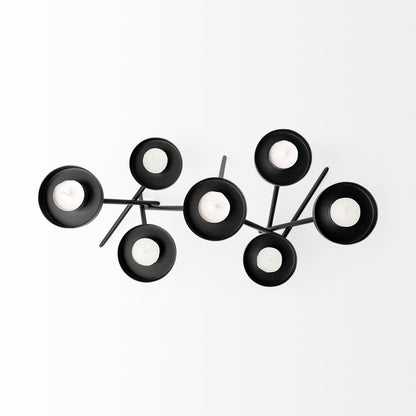 Meira Black Metal Seven Votive Table Candle Holder