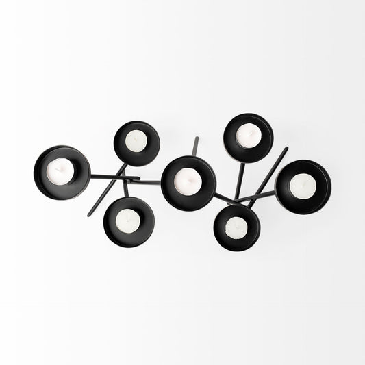 Meira Black Metal Seven Votive Table Candle Holder