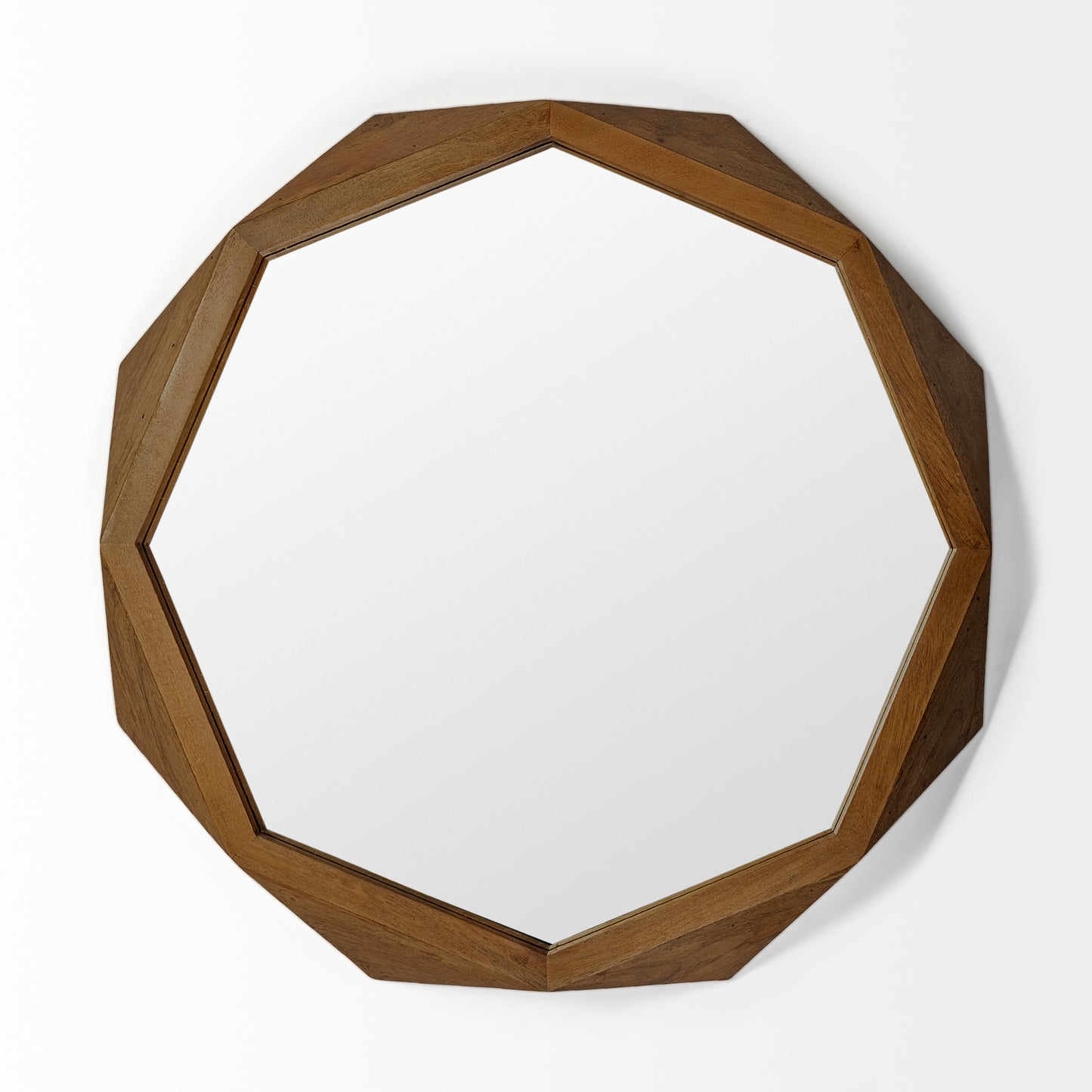 Aramis II 41L x 41H Octagon Brown Wood Frame Wall Mirror