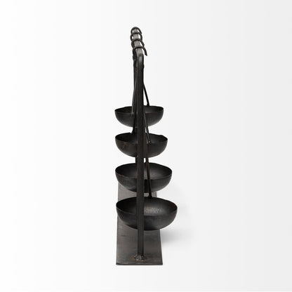 Enos 19L x 3W Black Metal 4 Bowl Ancient Spice Market Decorative Display