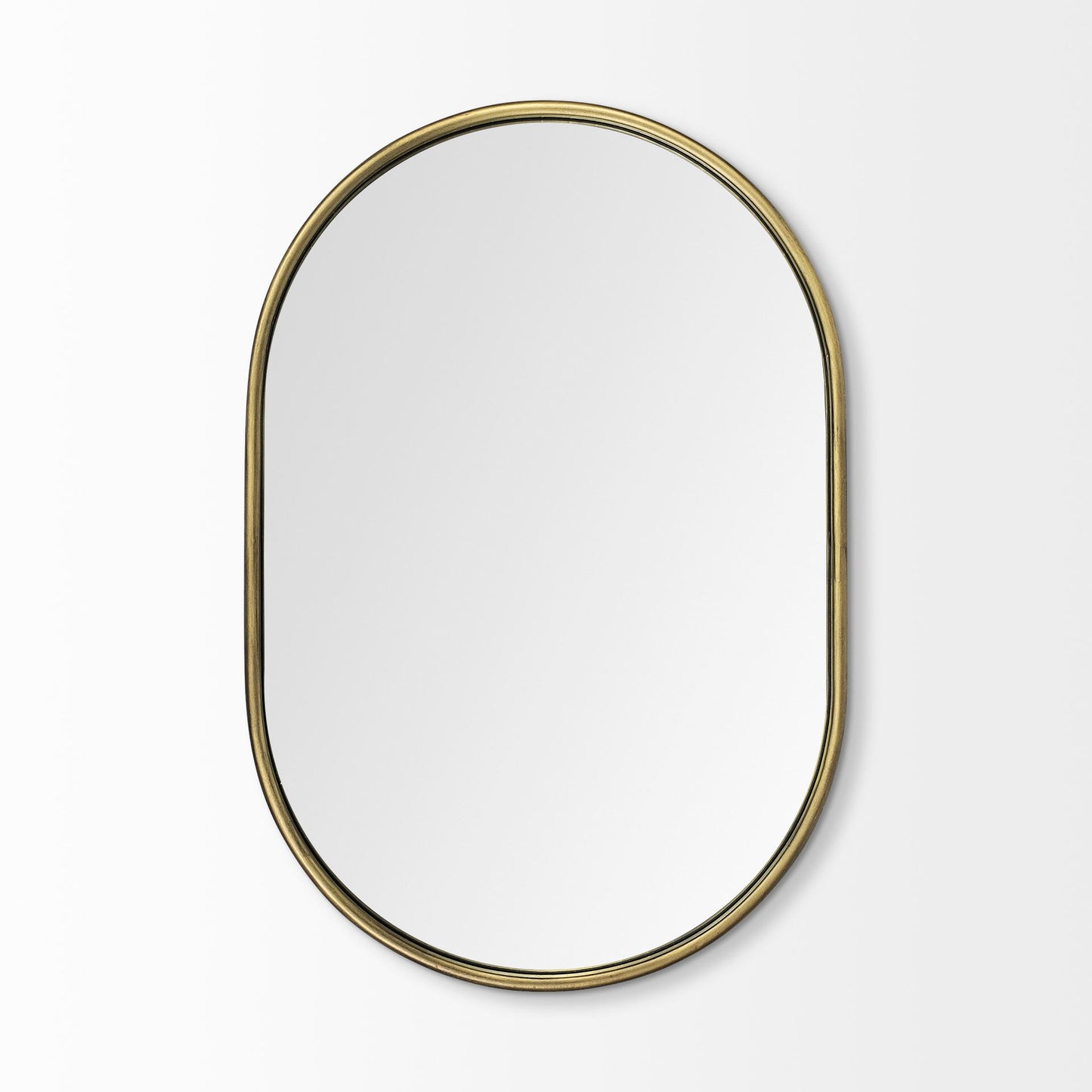 Sylvia I 24L x 35H Oval Gold Metal Frame Wall Mirror