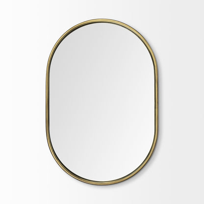 Sylvia I 24L x 35H Oval Gold Metal Frame Wall Mirror