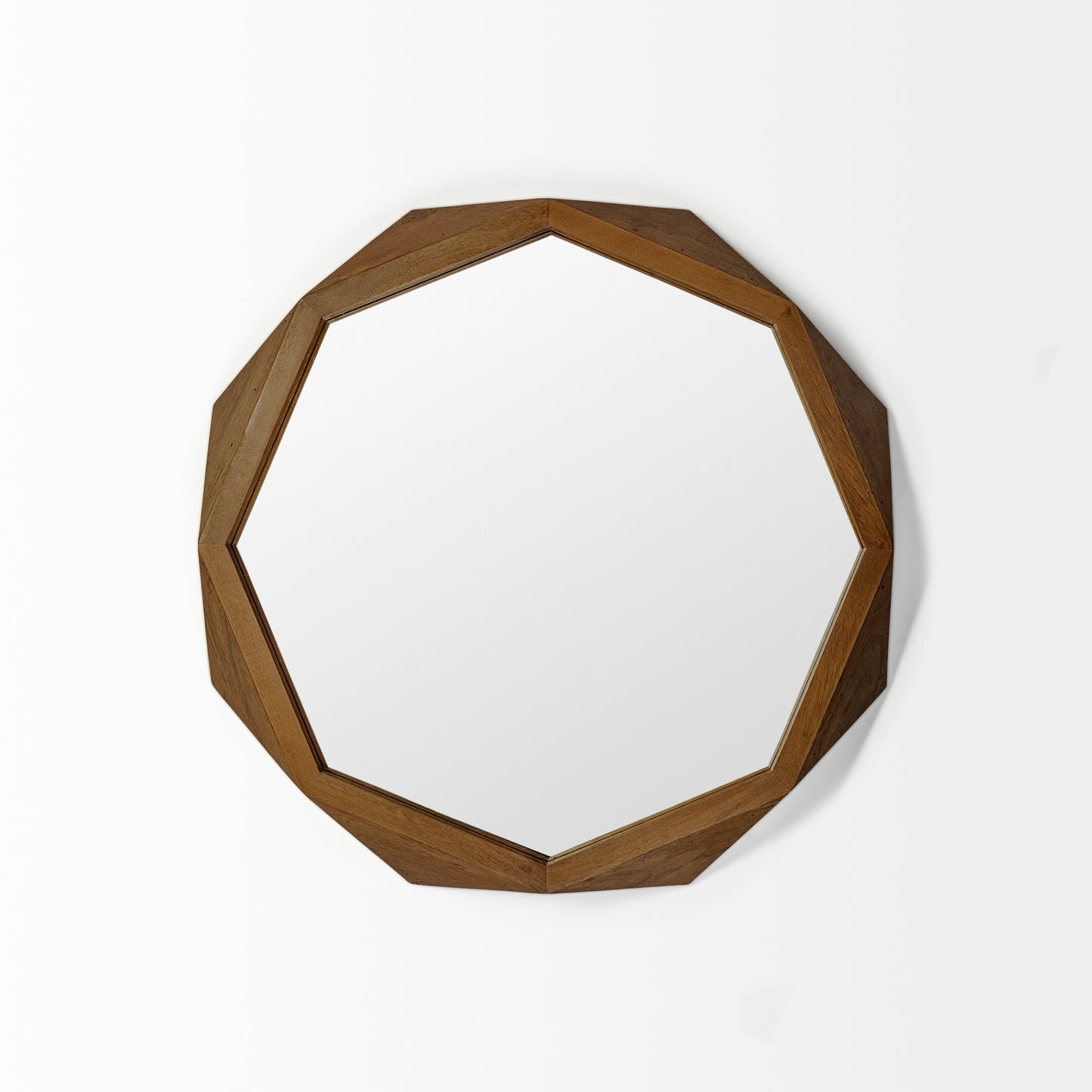 Aramis I 32" Octagon Brown Wood Frame Wall Mirror