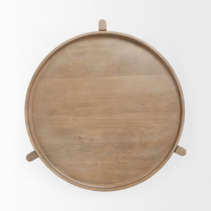 Cleaver I 22 x 24 Round Top Brown Solid Wood Accent Table