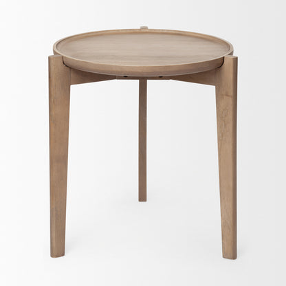 Cleaver I 22 x 24 Round Top Brown Solid Wood Accent Table