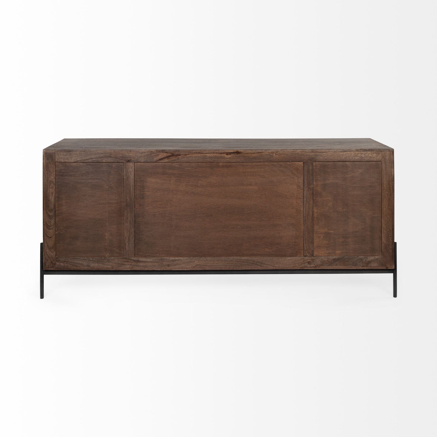 Glenn VI 71.5x18 Dark Brown Wood Frame w/ Black Iron Accent, 6 Drawer, 2 Door Cabinet Sideboard