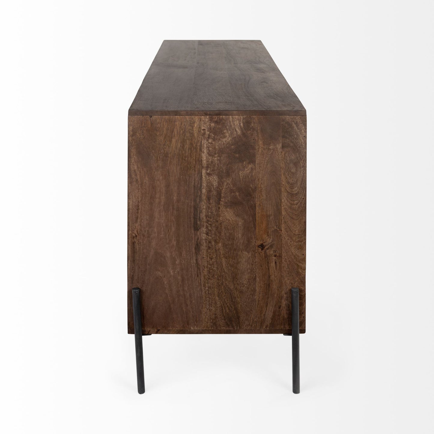 Glenn VI 71.5x18 Dark Brown Wood Frame w/ Black Iron Accent, 6 Drawer, 2 Door Cabinet Sideboard