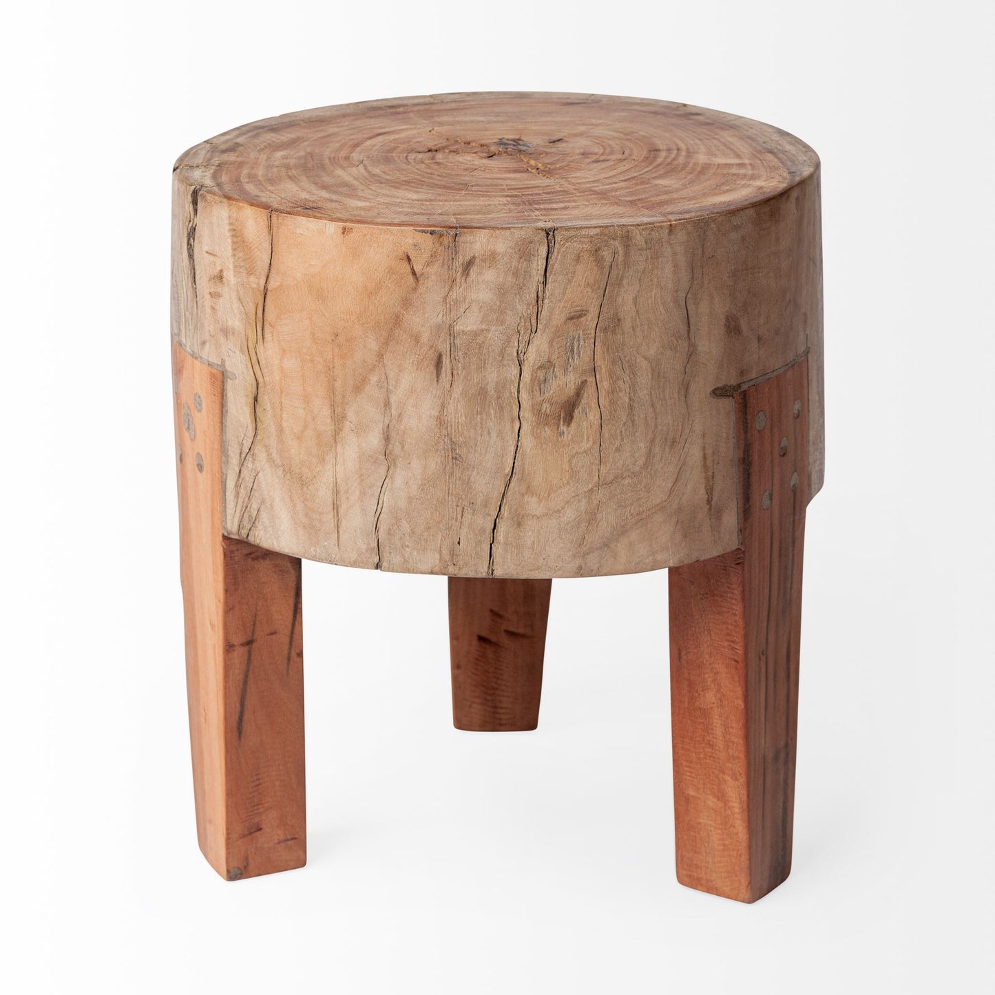 Asco 15"H Rustic Solid Reclaimed Wood Stool