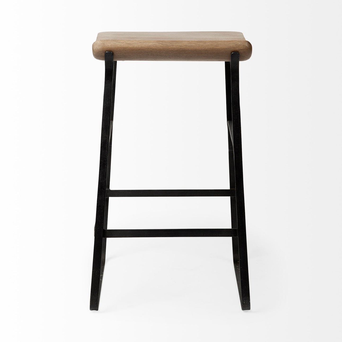 Conan 25" Seat Height Brown Wood Seat Black Metal Frame Counter Stool