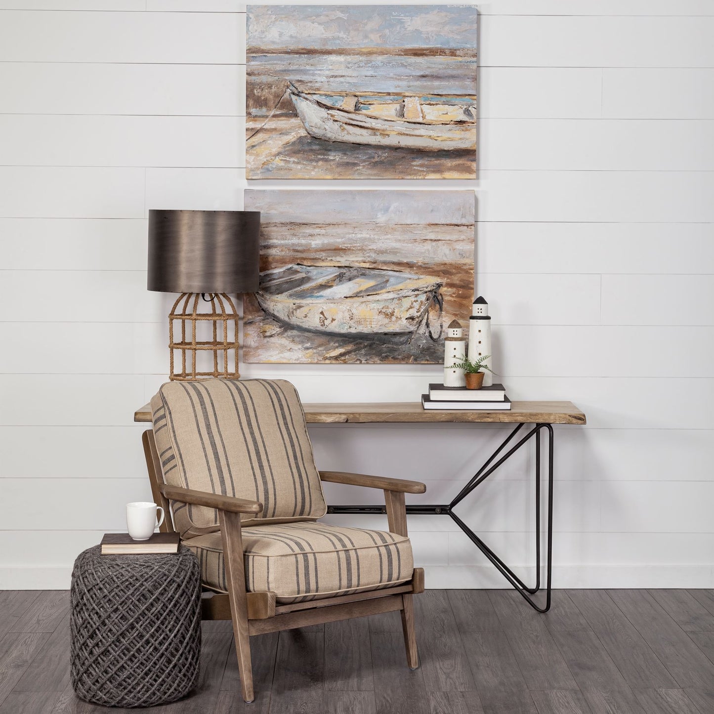 Abner (Small) 3L x 3W White Wooden Coastal Lighthouse