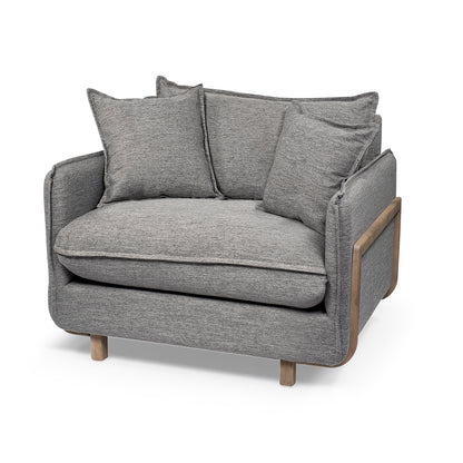 Roy II Castlerock Gray Upholstered and Brown Wood Frame Arm Chair