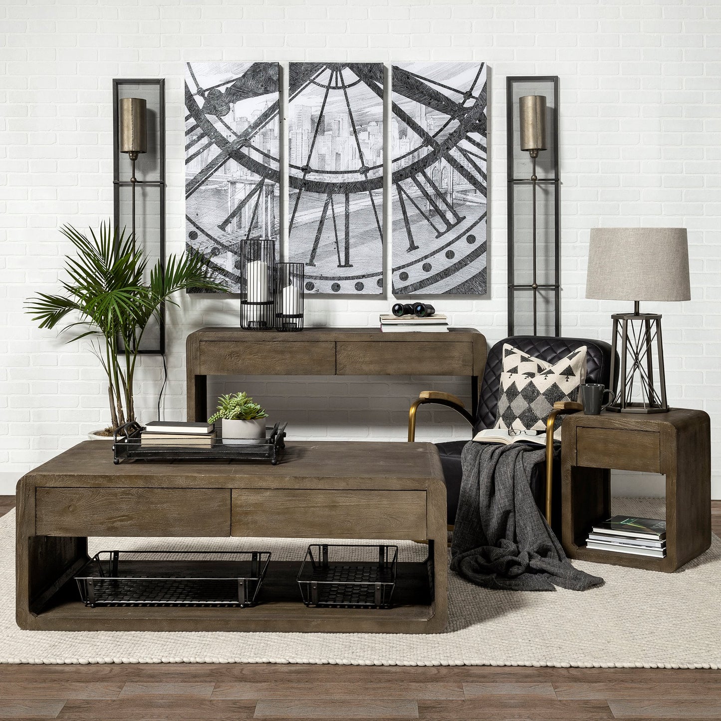 Velo II Large Black Metal Cylindrical Table Candle Holder