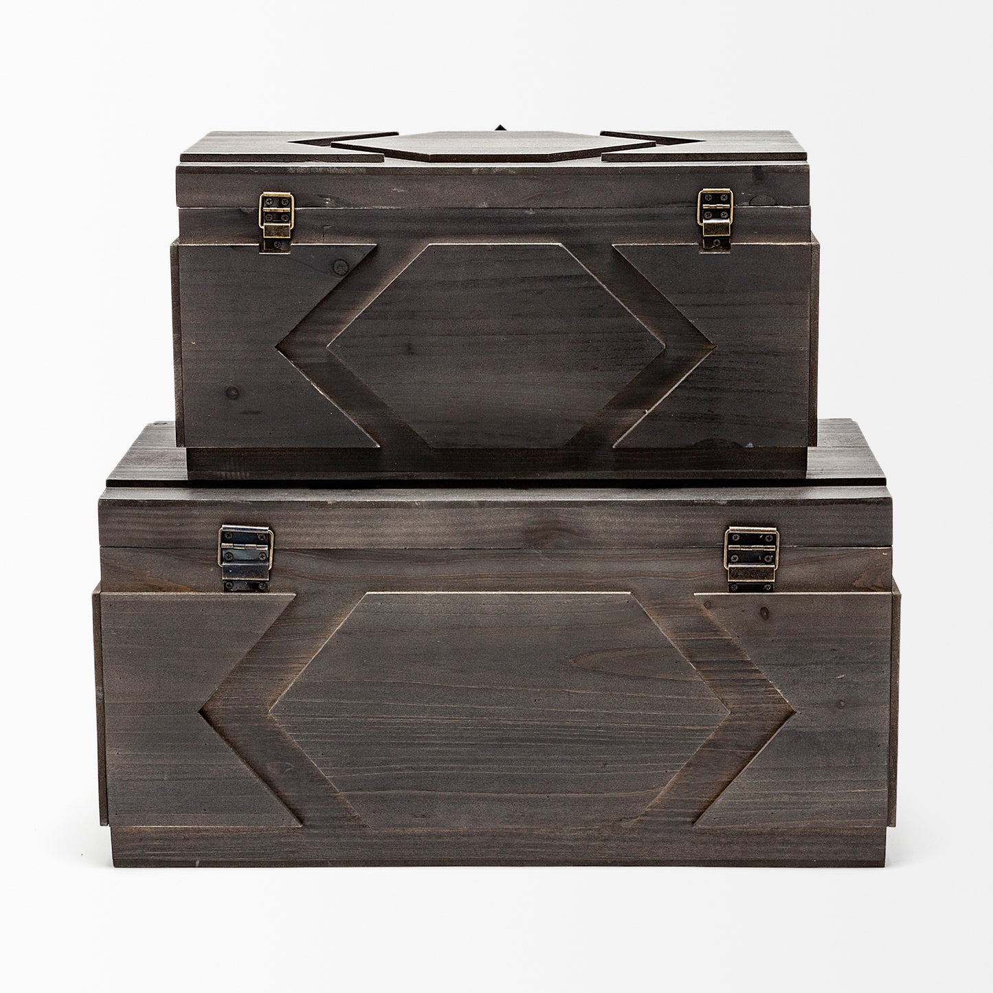 Cassia Set of 2 Brown Wooden Boxes