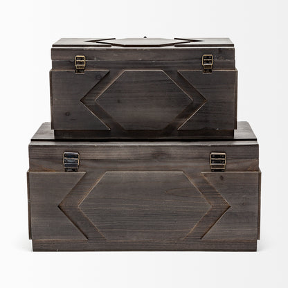 Cassia Set of 2 Brown Wooden Boxes