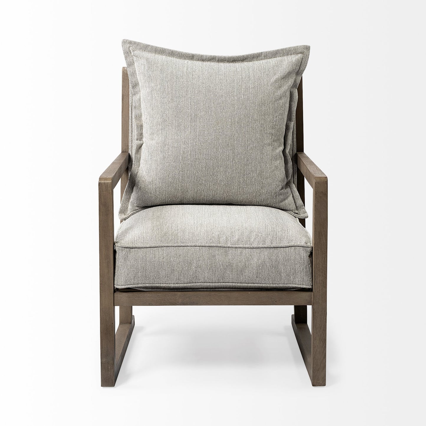 Sherlock Frost Gray Wood Frame Accent Chair