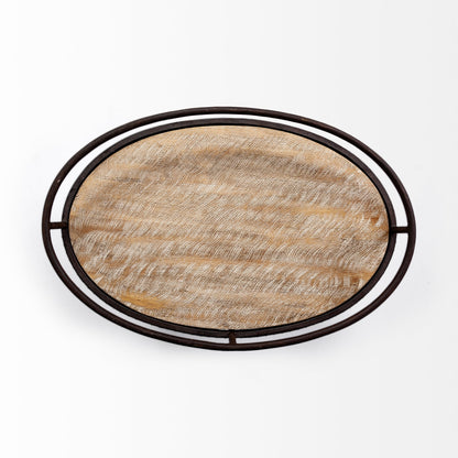 Saluti II Black Metal Frame cage w/three wood shelves oval Bar Cart