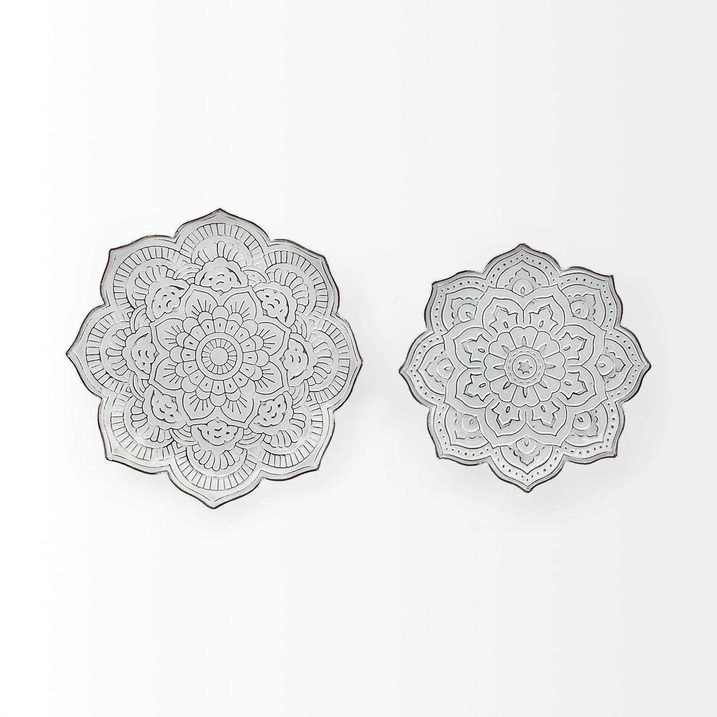 Miranda Set of 2 Stamped Metal Lotus Flower Wall Decor