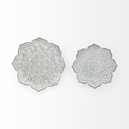 Miranda Set of 2 Stamped Metal Lotus Flower Wall Decor