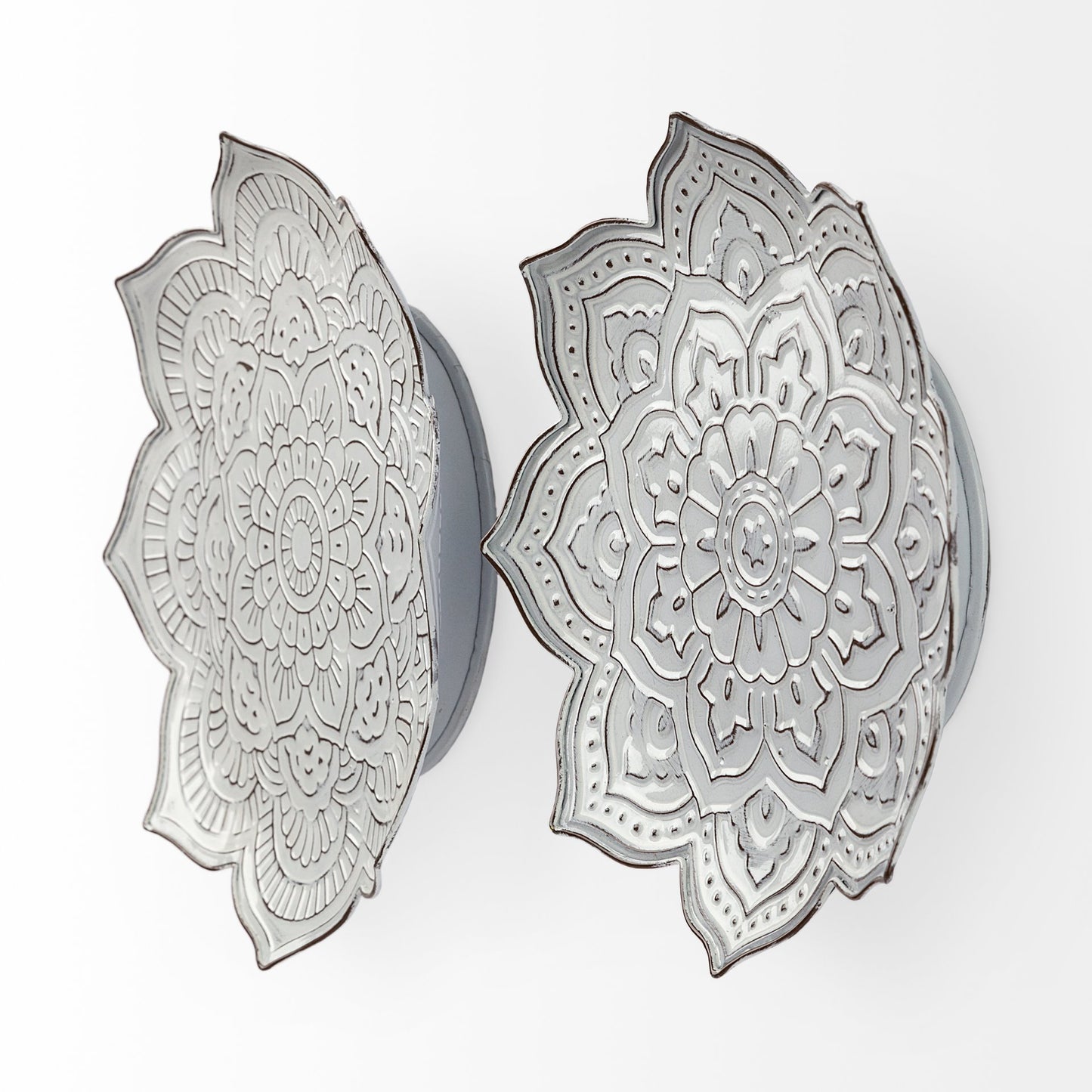 Miranda Set of 2 Stamped Metal Lotus Flower Wall Decor