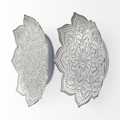 Miranda Set of 2 Stamped Metal Lotus Flower Wall Decor