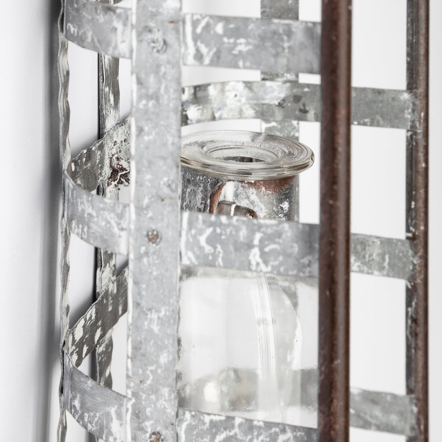 Margaret Wall Mounted Basket w Glass Bottle for Botanicals or Floral