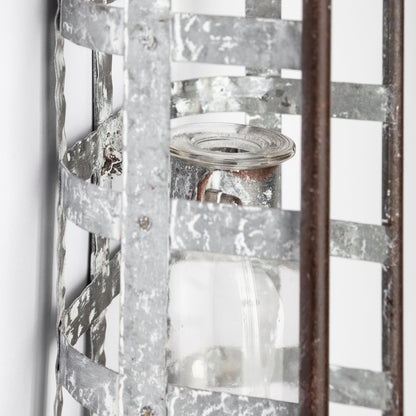 Margaret Wall Mounted Basket w Glass Bottle for Botanicals or Floral