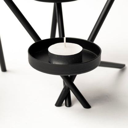 Meira Black Metal Seven Votive Table Candle Holder