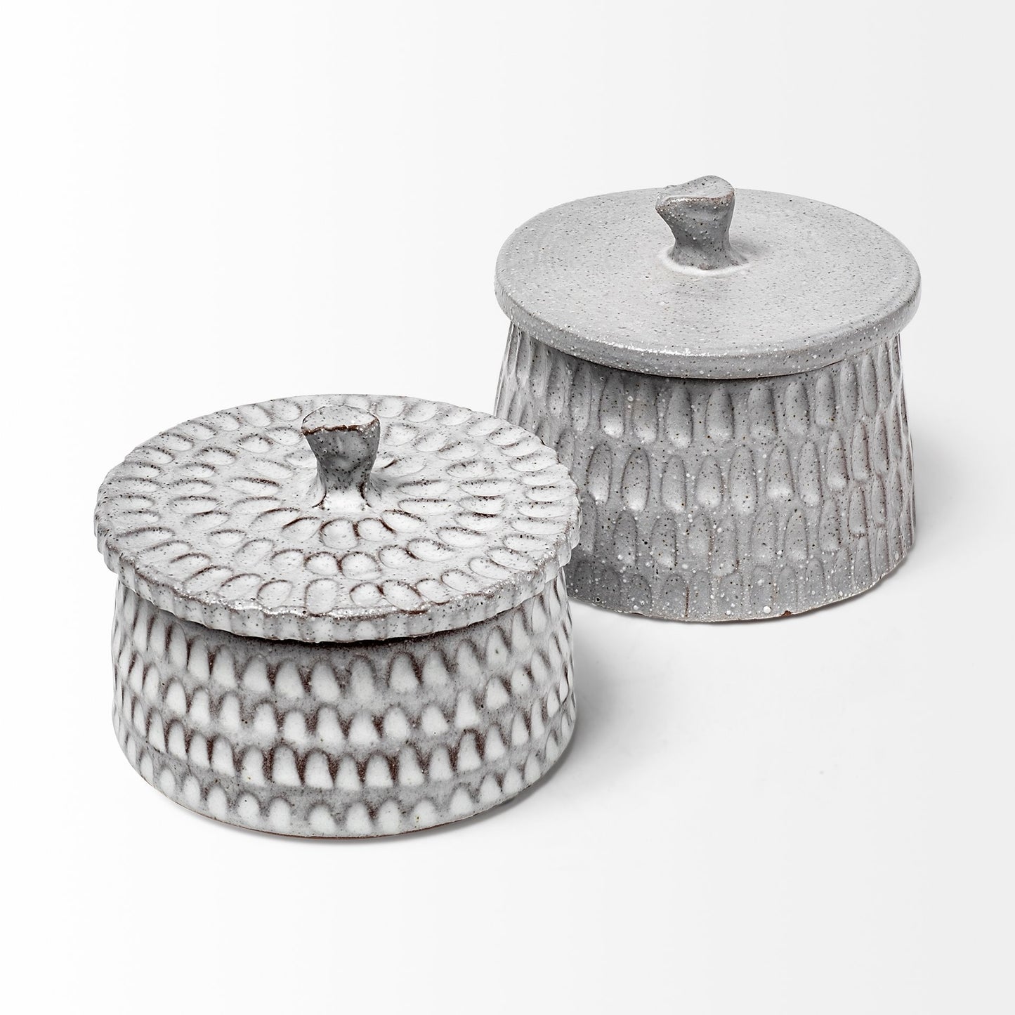 Azul (Small) 5L x 5W Gray Ceramic Detailed Decorative Box