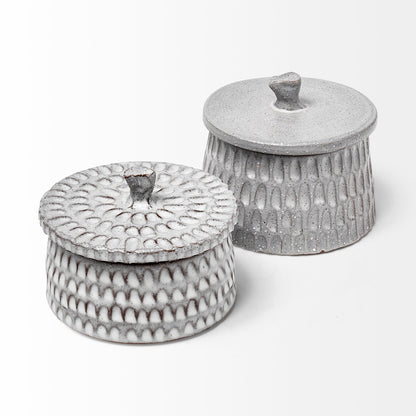 Azul (Small) 5L x 5W Gray Ceramic Detailed Decorative Box