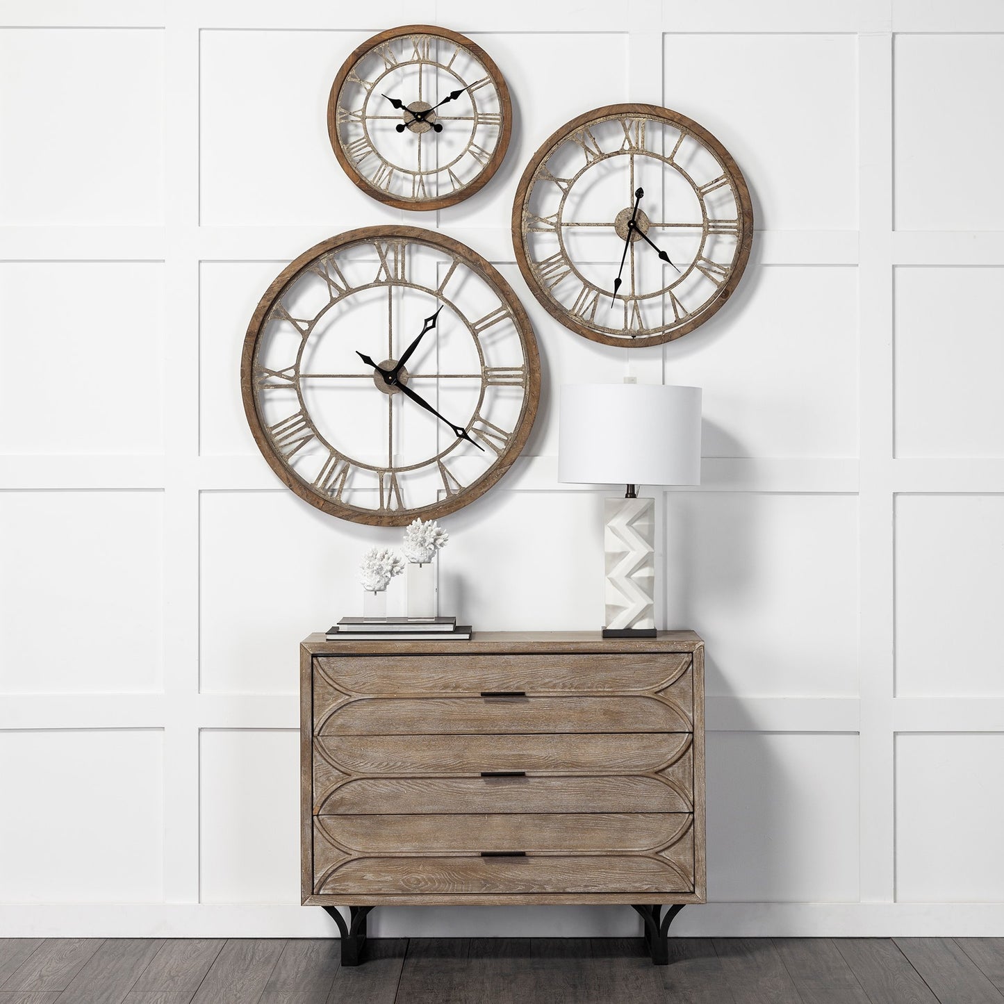 Mething Light Brown 19" Small Farmhouse Wall Clock
