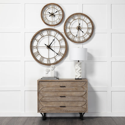 Mething Light Brown 19" Small Farmhouse Wall Clock