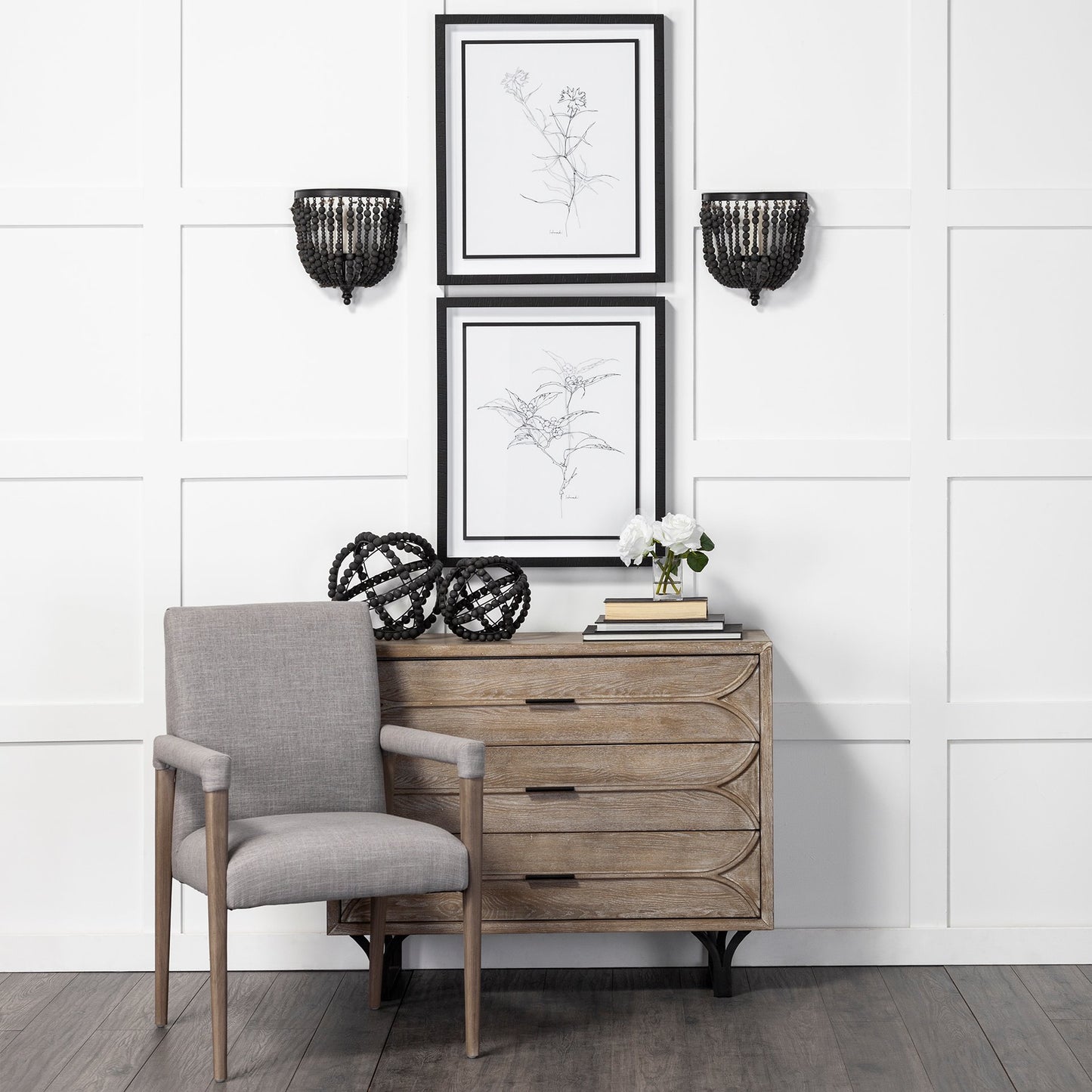 Earnhardt I Small 9L x 9W Black Wooden Beaded Orb