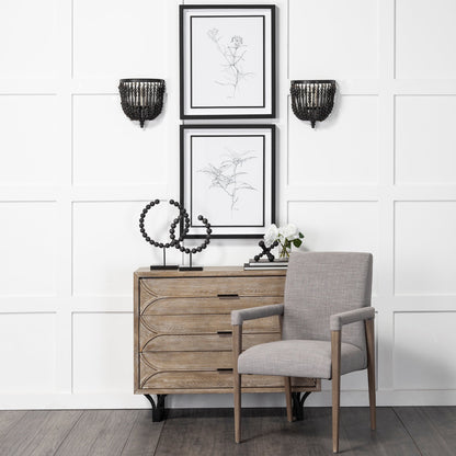 Tulane I (Small) 9L x 5W Black Beaded Broken Sphere Decorative Object