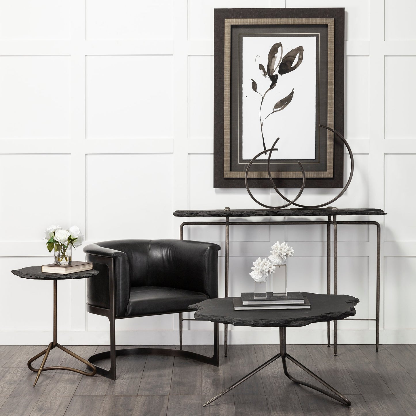 Taj (Large) 21L x 3W Black Broken Halo Decorative Object