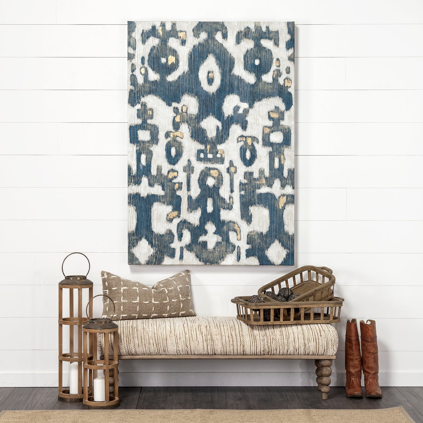 Alder II 55L x 16W Cream Upholstered Seat Wooden Base Accent Bench