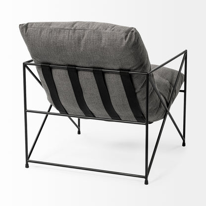 Leonidas 28.5L x 29.5W x 34.0H Grey Fabric Wrap Black Metal Frame Accent Chair