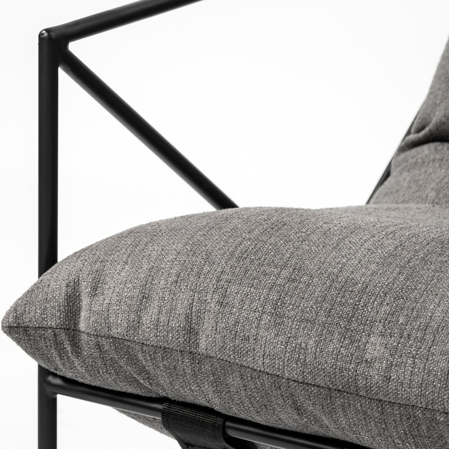 Leonidas 28.5L x 29.5W x 34.0H Grey Fabric Wrap Black Metal Frame Accent Chair