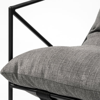 Leonidas 28.5L x 29.5W x 34.0H Grey Fabric Wrap Black Metal Frame Accent Chair
