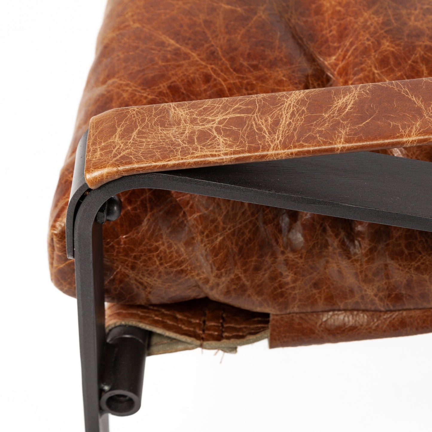 Hornet I 27.0L x 35.0W x 36.0H Brown Leather Unibody Seat w/ Black Metal Frame Accent Chair