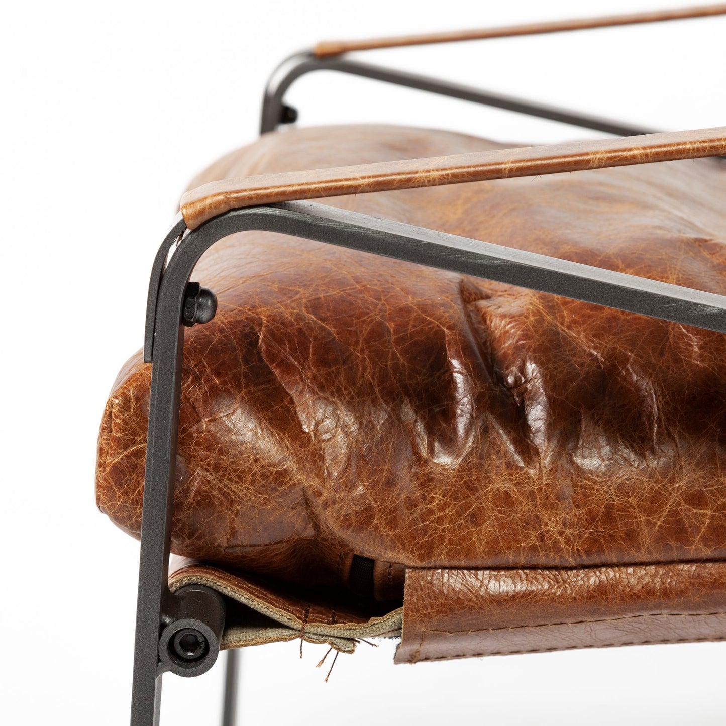 Hornet I 27.0L x 35.0W x 36.0H Brown Leather Unibody Seat w/ Black Metal Frame Accent Chair