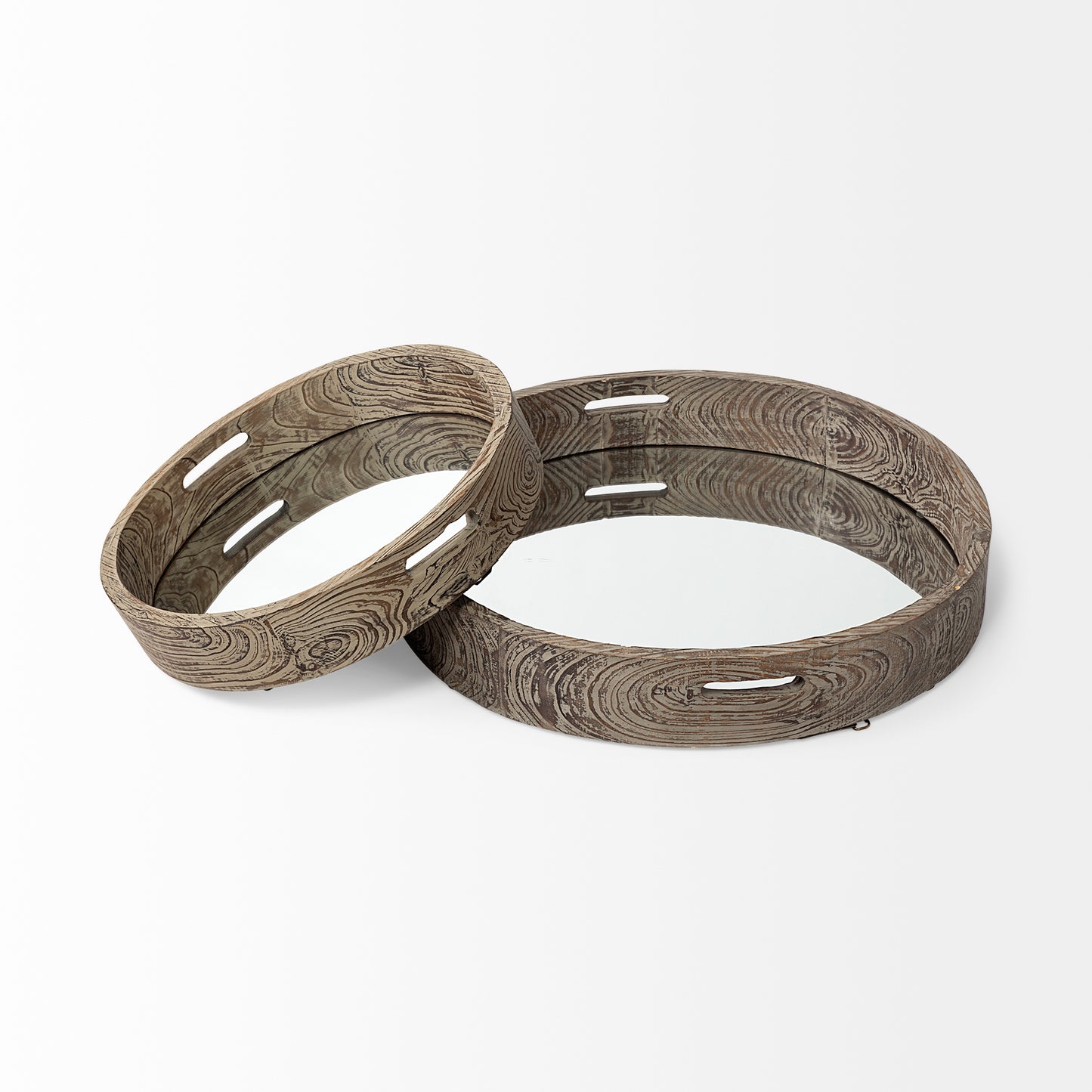 Whittier Small 20L x 20W Brown Wooden Mirrored Base Tray