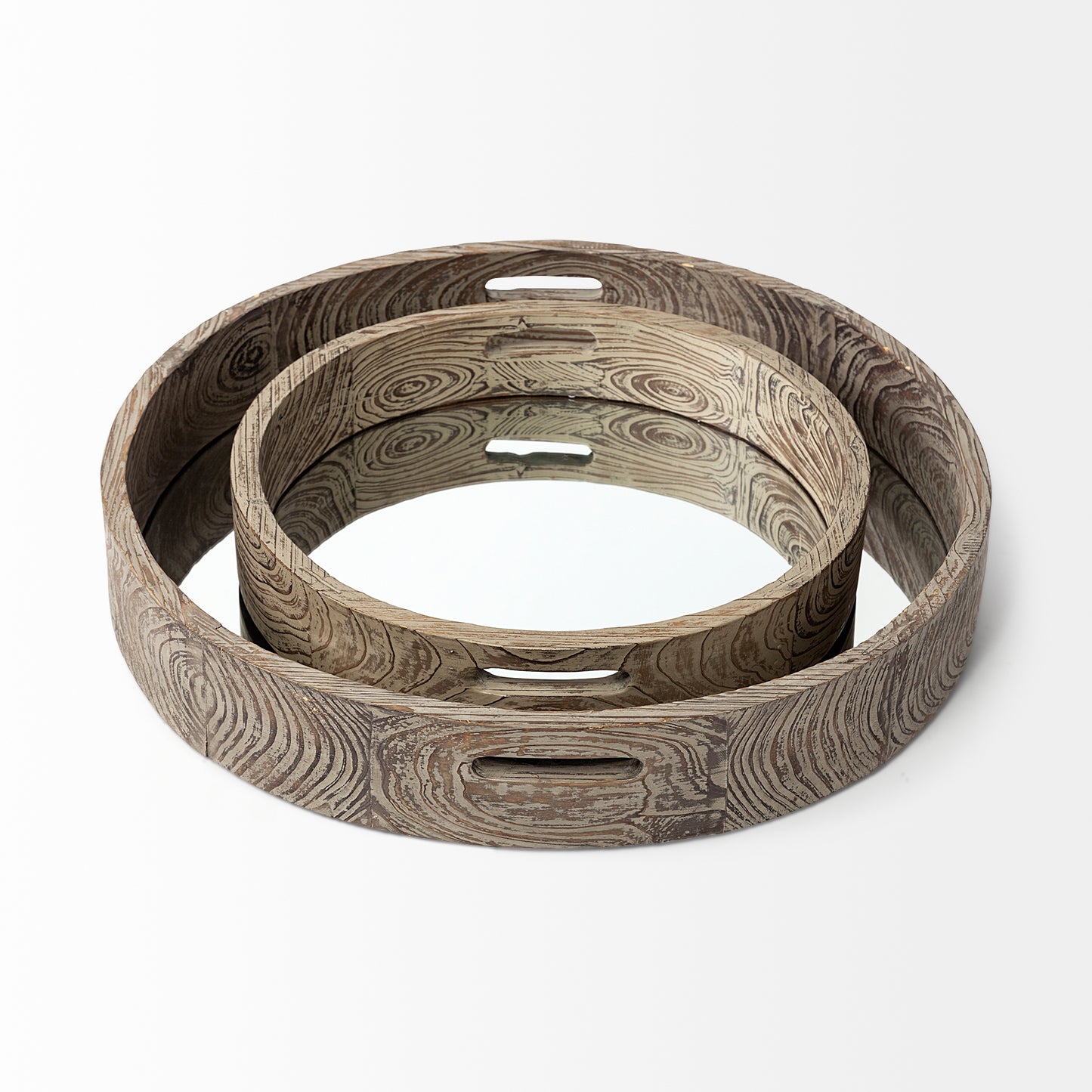 Whittier Small 20L x 20W Brown Wooden Mirrored Base Tray