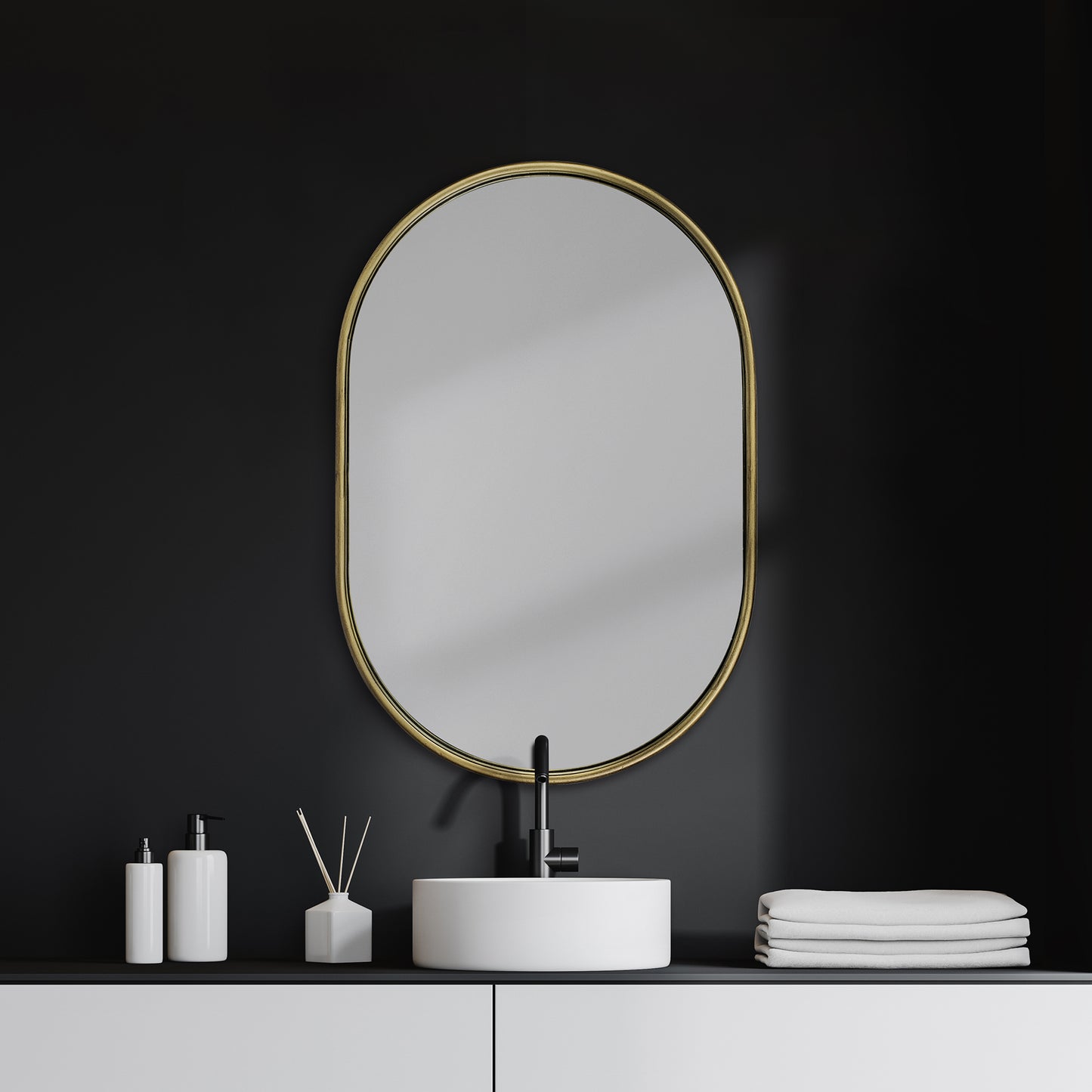Sylvia I 24L x 35H Oval Gold Metal Frame Wall Mirror