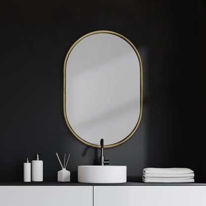 Sylvia I 24L x 35H Oval Gold Metal Frame Wall Mirror
